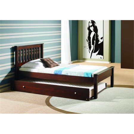 FIXTURESFIRST PD-500TCP-503 Twin Size Contempo Bed with Twin Trundle & Slat-Kits Mattress Ready Dark Cappuccino FI469502